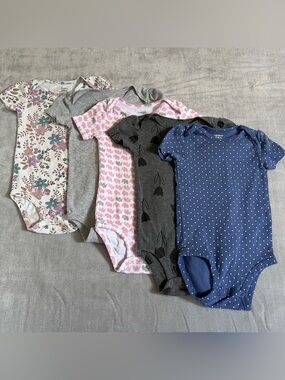 Carter's Girls Variety Mixed Print Short-Sleeve Onsies Set 24 Months